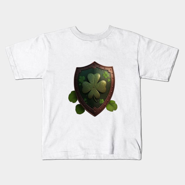 A Four Leaf Clover Shield Kids T-Shirt by QUENSLEY SHOP